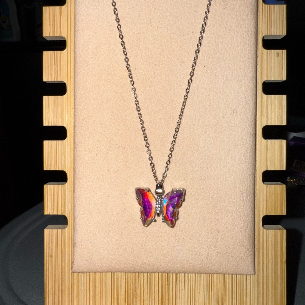 Silver  Stainless Steel Vibrant Butterfly Necklace WILL NOT TARNISH